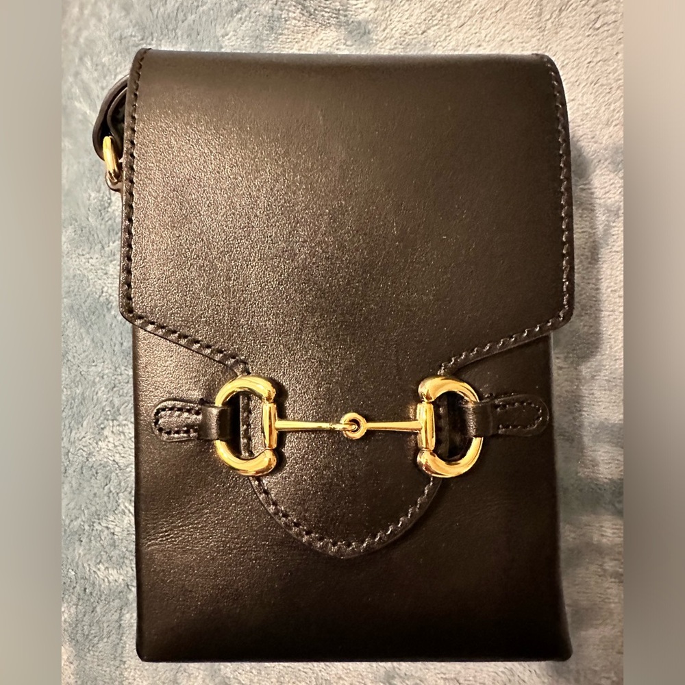 100% Authentic Gucci Boarded Plutone Calfskin Mini Horsebit 1955 Crossbody Bag - Picture 2 of 11
